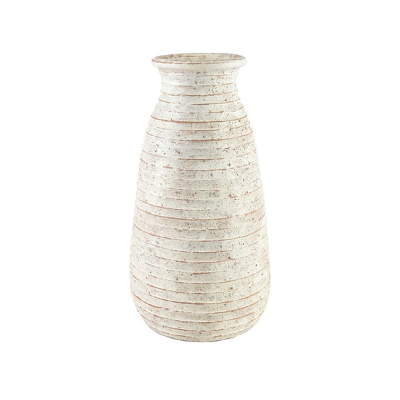 16-Inch Rustic Ceramic Vase with Textured Finish