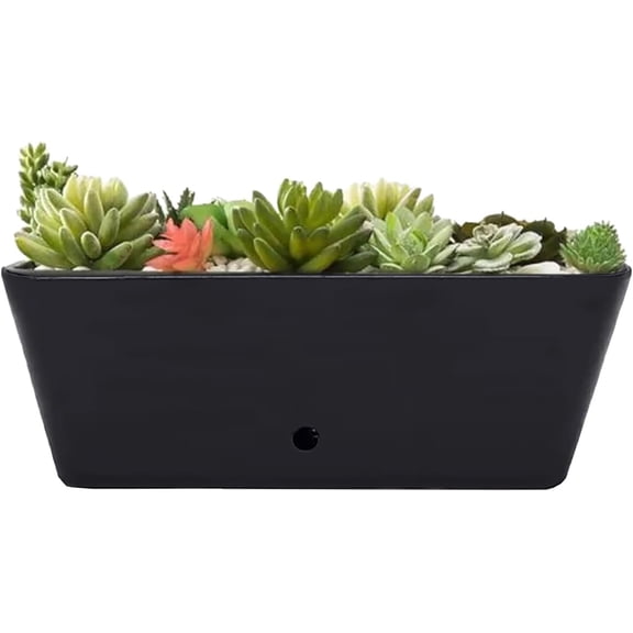 16 Inch Self-Watering Bamboo Planter (Black) - Rectangular - Bamboo Fiber - No Overwatering or Root Rot