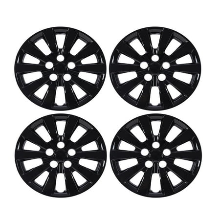 16 inch Set Of 4 Black Lacquer Hubcaps Wheel Rims Cover,Snap On Car Truck SUV Hub Cap,Compatible With Steel Wheels,PP Material