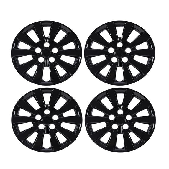 16 inch Set Of 4 Black Lacquer Hubcaps Wheel Rims Cover,Snap On Car Truck SUV Hub Cap,Compatible With Steel Wheels,PP Material