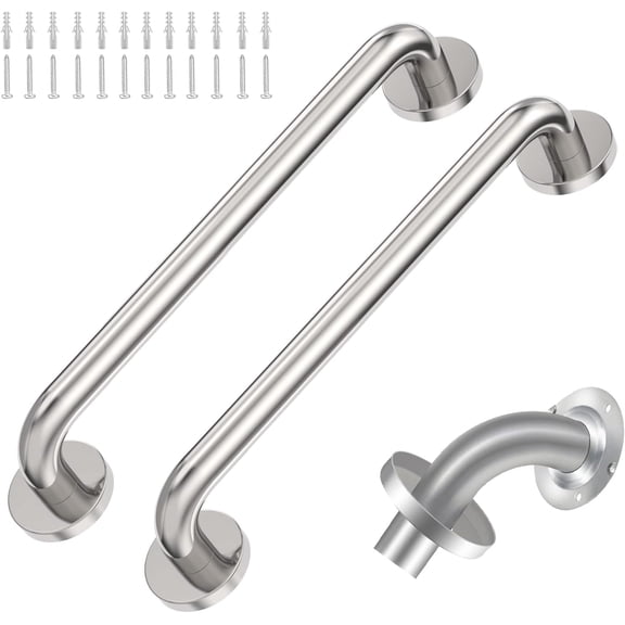 16 Inch Shower Grab Bar 2 Pack Polished Chrome SUS 304 Safety Grab Bars with Concealed Screws, 500lbs Support Assist Bath Handle Balance Bar for Handicap Elderly Pregnant Women for Gifts