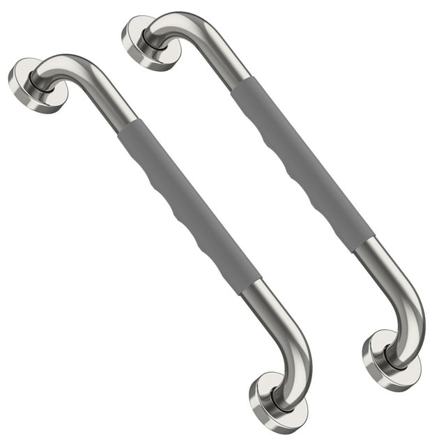 16 Inch Shower Grab Bar w/ Anti Slip Gray Rubber Grip, Munzong 2 Pack ...