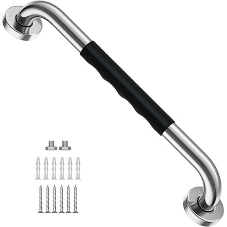 16 Inch Shower Grab Bar w/ Anti Slip Rubber Grip, ZUEXT SUS304 Stainless Steel Bath Grab Bar,Bathroom Balance Bar,Wall Mount Safety Handrail Support,Handicap Injury Elderly Senior Assist Handle