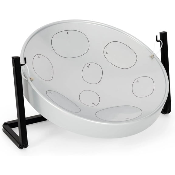 16 Inch Silver Blue Handmade Trinidad Drum G Major Alloy Steel Pan Percussion Kit with Adjustable Z Stand for Kids Beginners