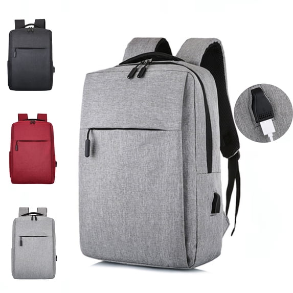 16 Inch Slim Waterproof Laptop Backpack with USB Charging Port, Casual Daily Bag ,Gray