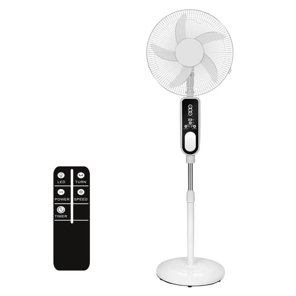 ICYBER BOOM 16 Inch 5-Speed LED Display Cordless Battery Powered Oscillating Pedestal Fan