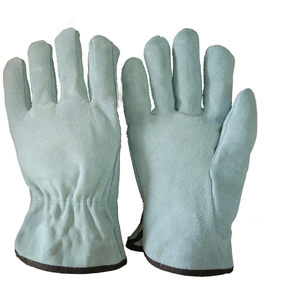 16-Inch Split Cow Leather Welding Gloves Heat Resistant, Grey, for Industrial & Home Use