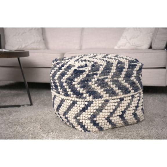 Durable Wool-Cotton Blend - 16x16x16 Square Pouf for Home Use
