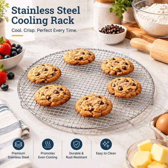 16 Inch Stainless Steel Pizza Cooling Rack Elevated Wire Rack with Legs, Steamer & Grill Grate Multipurpose