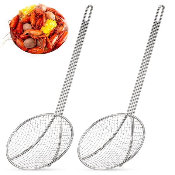 16 Inch Stainless Steel Skimmer Round Plated Wire Strainer Fryer Spoon