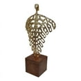 thumbnail image 1 of 16 Inch Statuette, Abstract Cutout Design, Tabletop Decor, Gold, Brown, 1 of 5