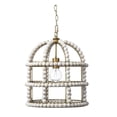 thumbnail image 1 of 16 Inch Transitional Birdcage Pendant Light Wood Beads Iron Frame White, 1 of 7