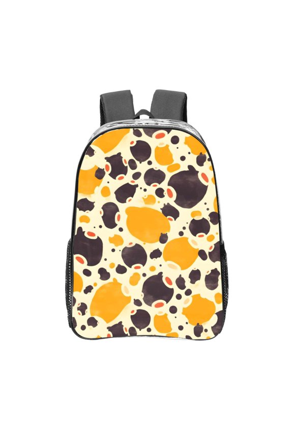 16 Inch Transparent Backpack With Lightweight And Durable Design Without Pockets Transparent For Work Business Travel Sports Milk Cow Print Style Sienna_3