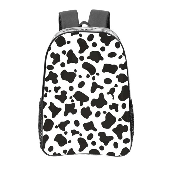16 Inch Transparent Backpack With Lightweight And Durable Design Without Pockets Transparent For Work Business Travel Sports Simple Cow Print Pattern, Vector Art Style_3