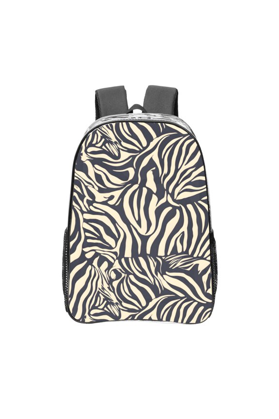 16 Inch Transparent Backpack With Lightweight And Durable Design Without Pockets Transparent For Work Business Travel Sports Zebra Skin Print Style Navy_4