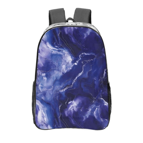 16 Inch Transparent Backpack With Lightweight And Durable Design Without Pockets Transparent For Work Business Travel Sports Blueviolet Marble_4