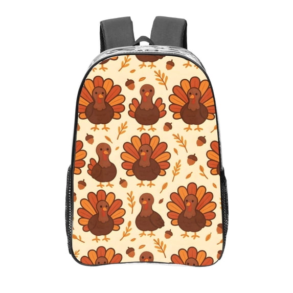 16 Inch Transparent Backpack With Lightweight And Durable Design Without Pockets Transparent For Work Business Travel Sports Colorful Turkey Pattern