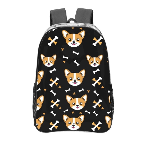 16 Inch Transparent Backpack With Lightweight And Durable Design Without Pockets Transparent For Work Business Travel Sports Corgi And Bones