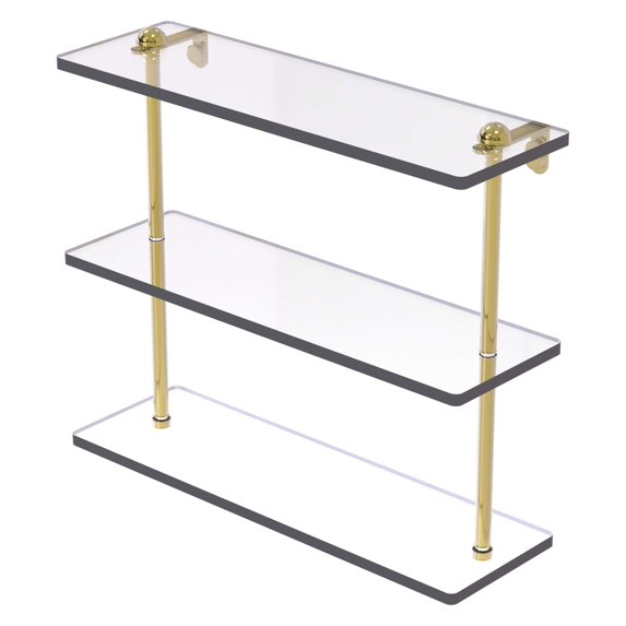 16 Inch Triple Tiered Glass Shelf