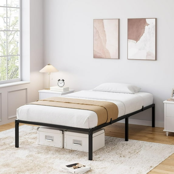 16 Inch Twin Bed Frame No Box Spring Needed,Heavy Duty Metal Platform Bed Frame