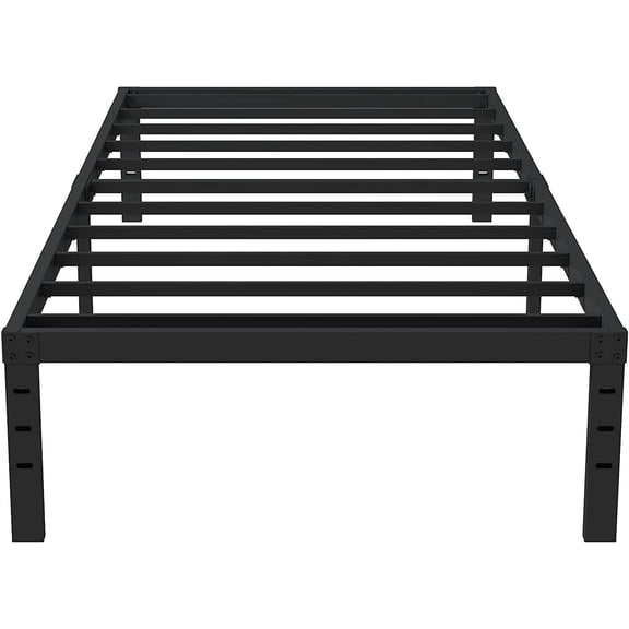 16 Inch Twin Bed Frames No Box Spring Need, Metal Platform Bed Frame Twin Size Heavy Duty Mattress Foundation with 14 Inch Storage, Eassy Assembly 2,500 lbs Steel Slats Support, Black