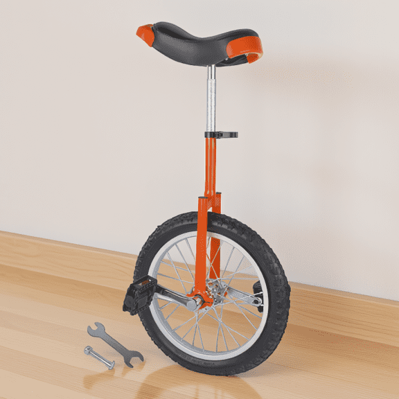 16 Inch Unicycle Height Adjustable Steel Frame Single Wheel Cycle for Balance and Outdoor Fitness, Orange
