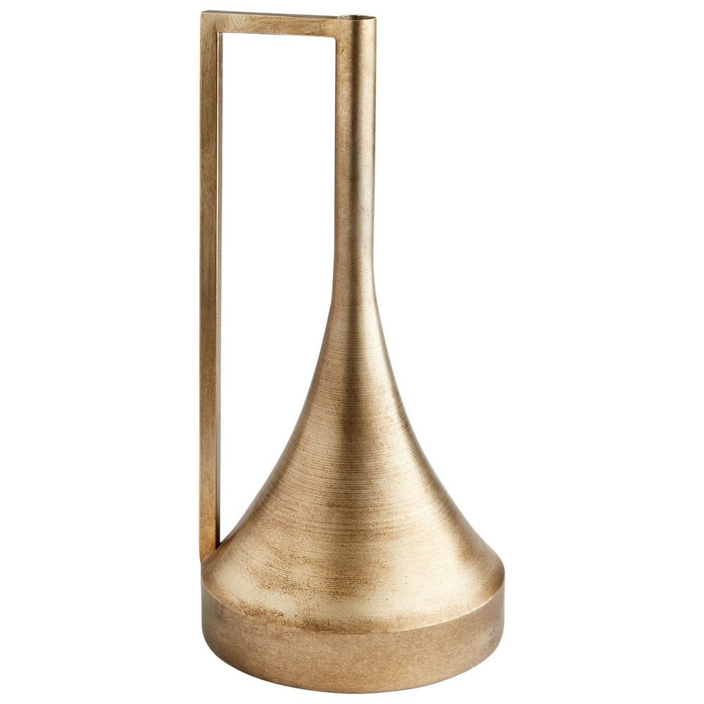 Contemporary Bronze Metal Funnel Floor Vase 16"