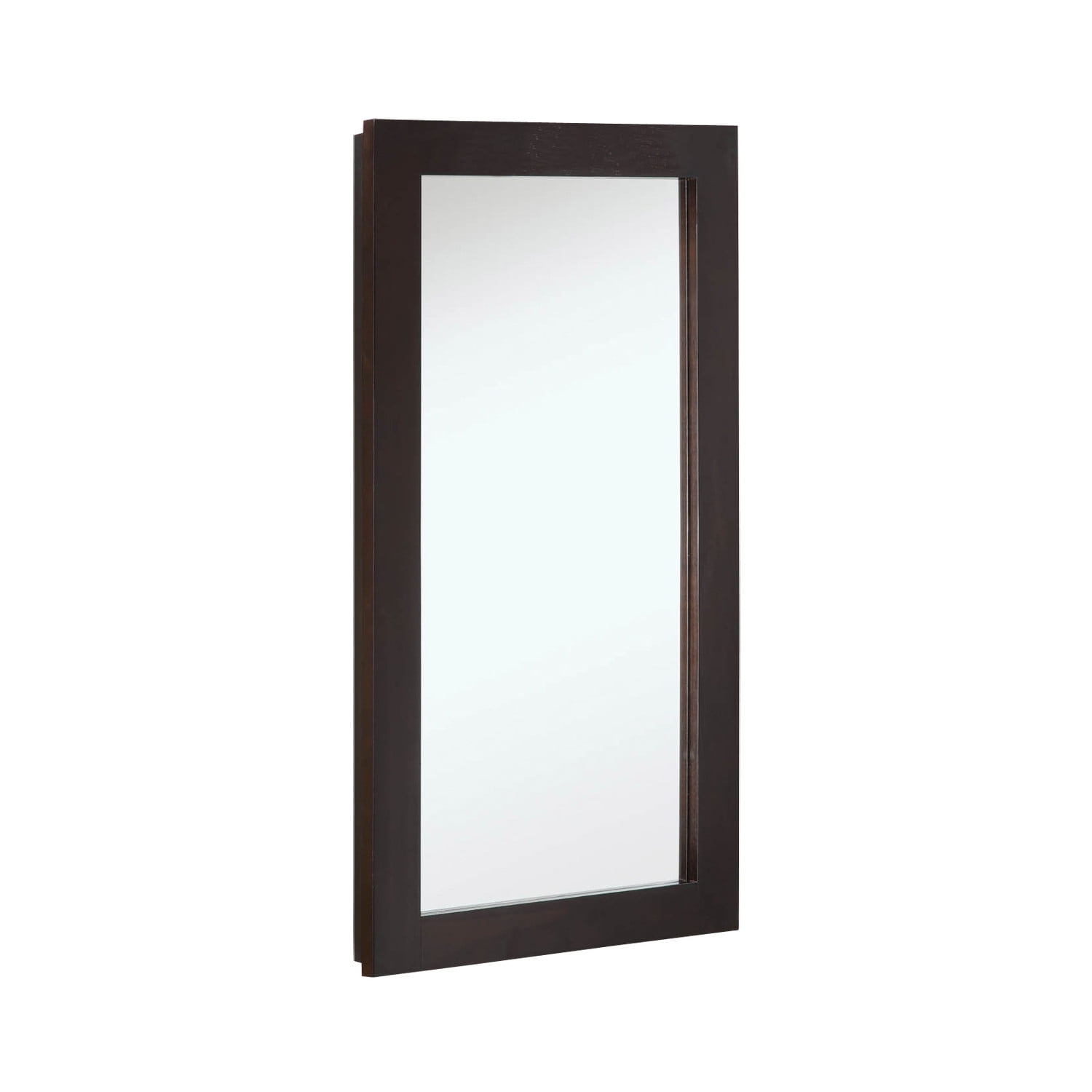 Espresso Wood Framed Wall Mounted Medicine Cabinet with Mirror
