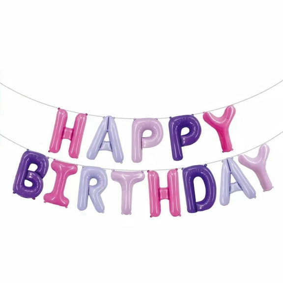 16 Inch Violet Happy Birthday Balloons Banner Foil Letters Balloons "Happy Birthday" Alphabet Balloons Birthday Party Supplies