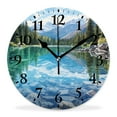 thumbnail image 1 of 16 Inch Wall Clock Battery Operated Silent Clock Decorative for Office, Kitchen, Outdoor, Living Room，Nature Scene Red Peaks Over Calm High Mountain Lake Multicolor, 1 of 4