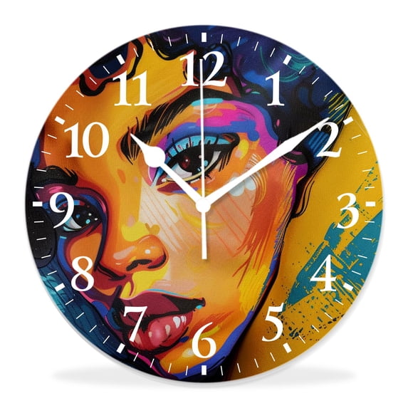 16 Inch Wall Clock Battery Operated Silent Clock Decorative for Office, Kitchen, Outdoor, Living Room,African Girl with Star Lovely