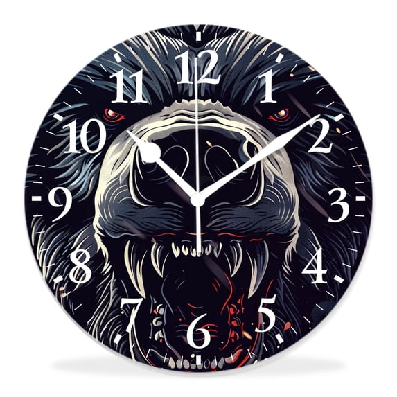 16 Inch Wall Clock Battery Operated Silent Clock Decorative for Office, Kitchen, Outdoor, Living Room,Bear Silhouette Pattern Pretty