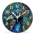 thumbnail image 1 of 16 Inch Wall Clock Battery Operated Silent Clock Decorative for Office, Kitchen, Outdoor, Living Room，Beautiful Multicolored Peacocks Elaborate, 1 of 4