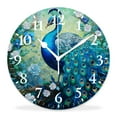thumbnail image 1 of 16 Inch Wall Clock Battery Operated Silent Clock Decorative for Office, Kitchen, Outdoor, Living Room，Beautiful Peacock Painting, 1 of 4
