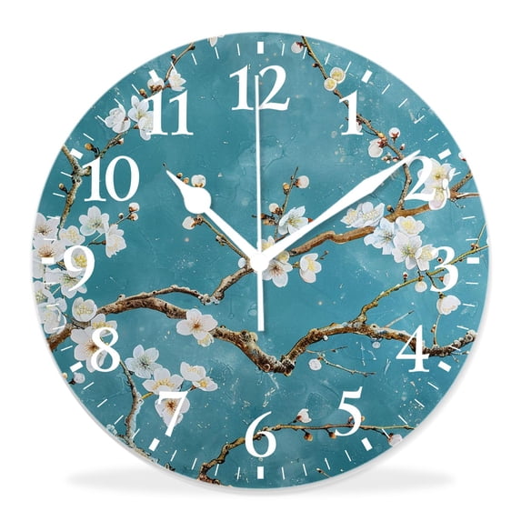 16 Inch Wall Clock Battery Operated Silent Clock Decorative for Office, Kitchen, Outdoor, Living Room,Beige Flowers Tropical Multicolor