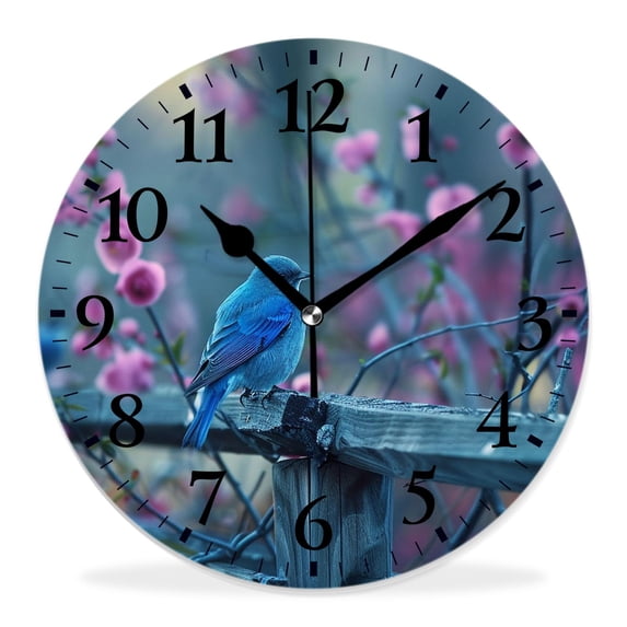 16 Inch Wall Clock Battery Operated Silent Clock Decorative for Office, Kitchen, Outdoor, Living Room,Bird Sunflower Floral Flowers Elaborate