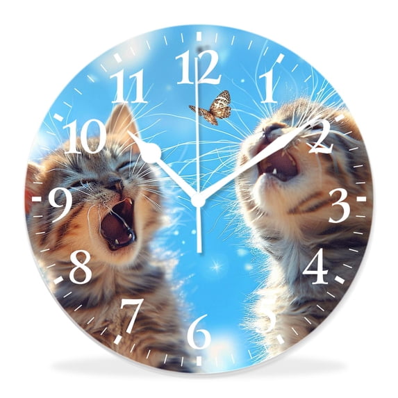 16 Inch Wall Clock Battery Operated Silent Clock Decorative for Office, Kitchen, Outdoor, Living Room,Cats Selfie Animal Pets Cute