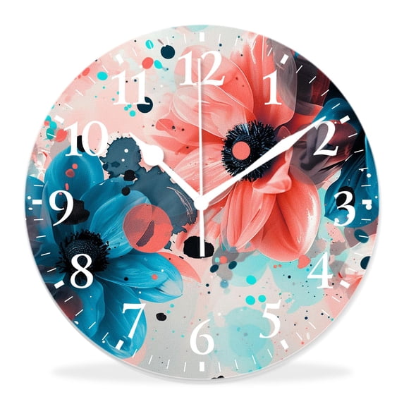 16 Inch Wall Clock Battery Operated Silent Clock Decorative for Office, Kitchen, Outdoor, Living Room,Colorful Cute Flowers Amazing