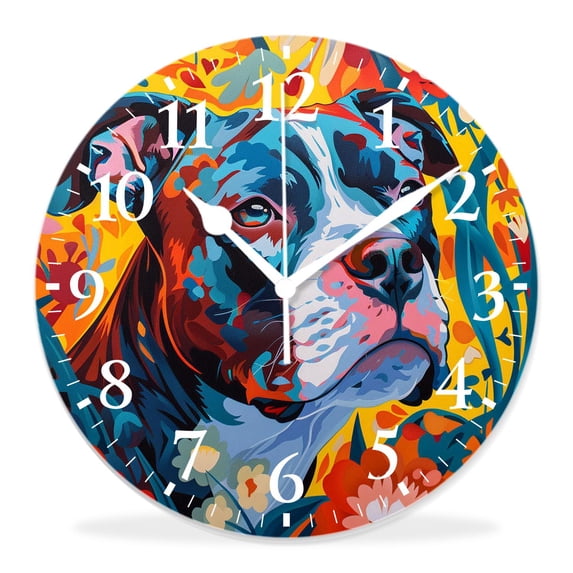 16 Inch Wall Clock Battery Operated Silent Clock Decorative for Office, Kitchen, Outdoor, Living Room,Colorful Dog Animal Elaborate