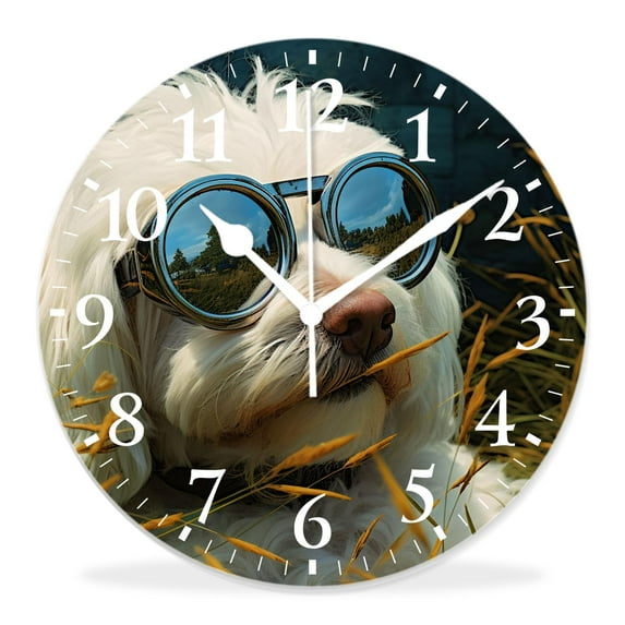 16 Inch Wall Clock Battery Operated Silent Clock Decorative for Office, Kitchen, Outdoor, Living Room,Cool Golden Retriever Dog Pattern