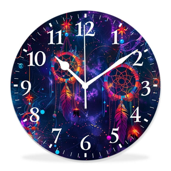 16 Inch Wall Clock Battery Operated Silent Clock Decorative for Office, Kitchen, Outdoor, Living Room,Ethnic Dreamcatcher Charming