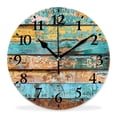 thumbnail image 1 of 16 Inch Wall Clock Battery Operated Silent Clock Decorative for Office, Kitchen, Outdoor, Living Room，Light Color Wooden Texture Fantastic, 1 of 4