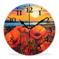 thumbnail image 1 of 16 Inch Wall Clock Battery Operated Silent Clock Decorative for Office, Kitchen, Outdoor, Living Room，Oil Panting Poppy Pattern, 1 of 4