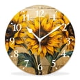 thumbnail image 1 of 16 Inch Wall Clock Battery Operated Silent Clock Decorative for Office, Kitchen, Outdoor, Living Room，Sunflowers Retro Wooden Colorful, 1 of 4