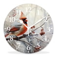 thumbnail image 1 of 16 Inch Wall Clock Battery Operated Silent Clock Decorative for Office, Kitchen, Outdoor, Living Room，Winter Red Color Birds Snow Image, 1 of 4