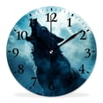 thumbnail image 1 of 16 Inch Wall Clock Battery Operated Silent Clock Decorative for Office, Kitchen, Outdoor, Living Room，Wolf Howling Full Moon on Mountain Lovely, 1 of 4