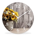 thumbnail image 1 of 16 Inch Wall Clock Battery Operated Silent Clock Decorative for Office, Kitchen, Outdoor, Living Room，Yellow Sunflowers Bouquet Floral Flower Print, 1 of 4