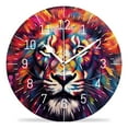 thumbnail image 1 of 16 Inch Wall Clock Battery Operated Silent Clock Decorative for Office, Kitchen, Outdoor, Living Room，An Image with A Lion Face Made with Watercolors Drawing, 1 of 4