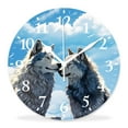 thumbnail image 1 of 16 Inch Wall Clock Battery Operated Silent Clock Decorative for Office, Kitchen, Outdoor, Living Room，Beautiful Wolves Snow Winter Landscape Wolf Animal Style, 1 of 4
