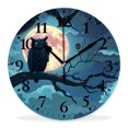 thumbnail image 1 of 16 Inch Wall Clock Battery Operated Silent Clock Decorative for Office, Kitchen, Outdoor, Living Room，Cute Owl with Baby Child at Night Tree Branch Gorgeous, 1 of 4
